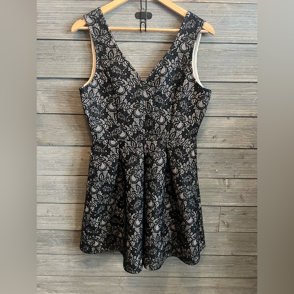 Blue Rain Black Lace Fit And Flare Mini Dress